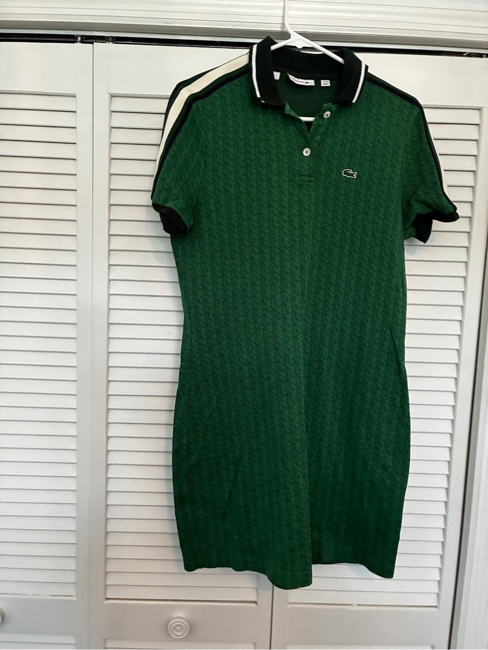 Lacoste Green Polo Mini Dress with Black & Cream Trim